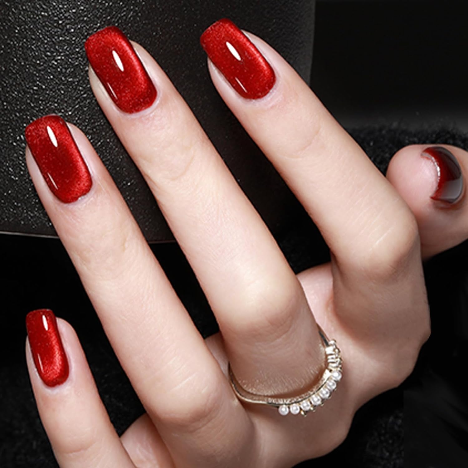 Crystal Cat Eye Gel Polish Kits Magnetic Nail Polish Set Holographic Cats Eyes Gel Nail Polish Shiny Diamond Glitter Gel with Magnet Stick (Ruby Red)