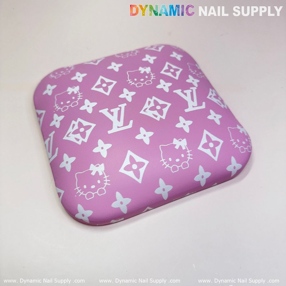pink white leather elbow pad - 4
