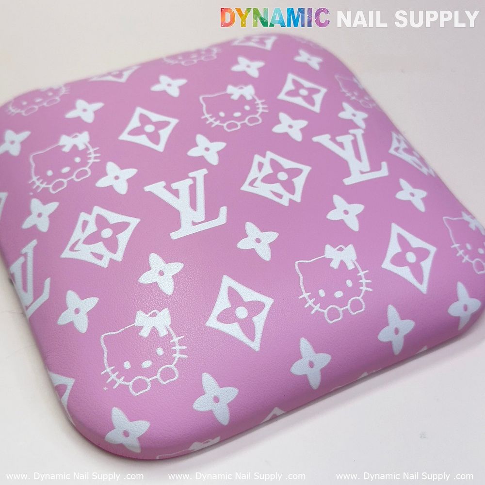 pink white leather elbow pad - 6