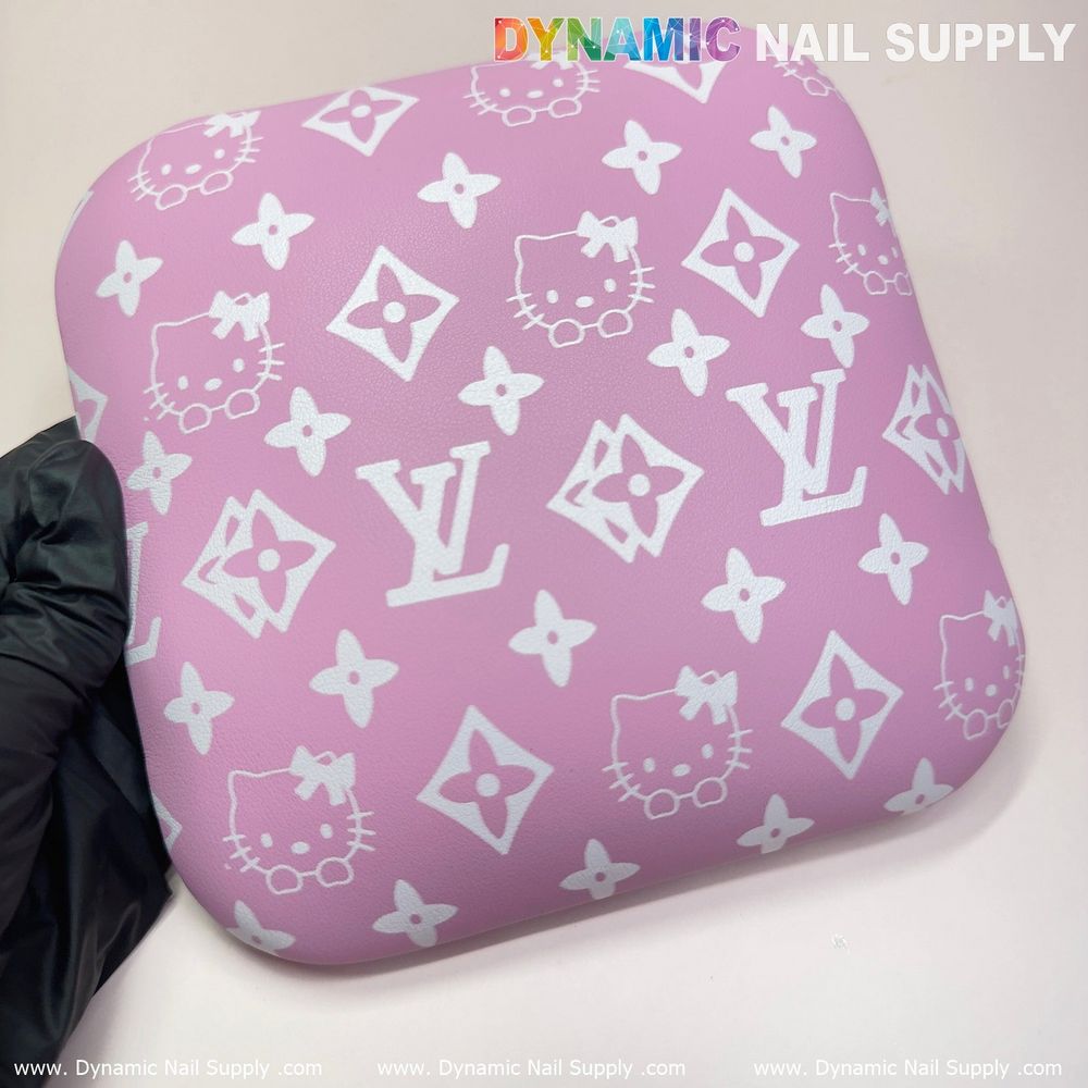 pink white leather elbow pad - 7