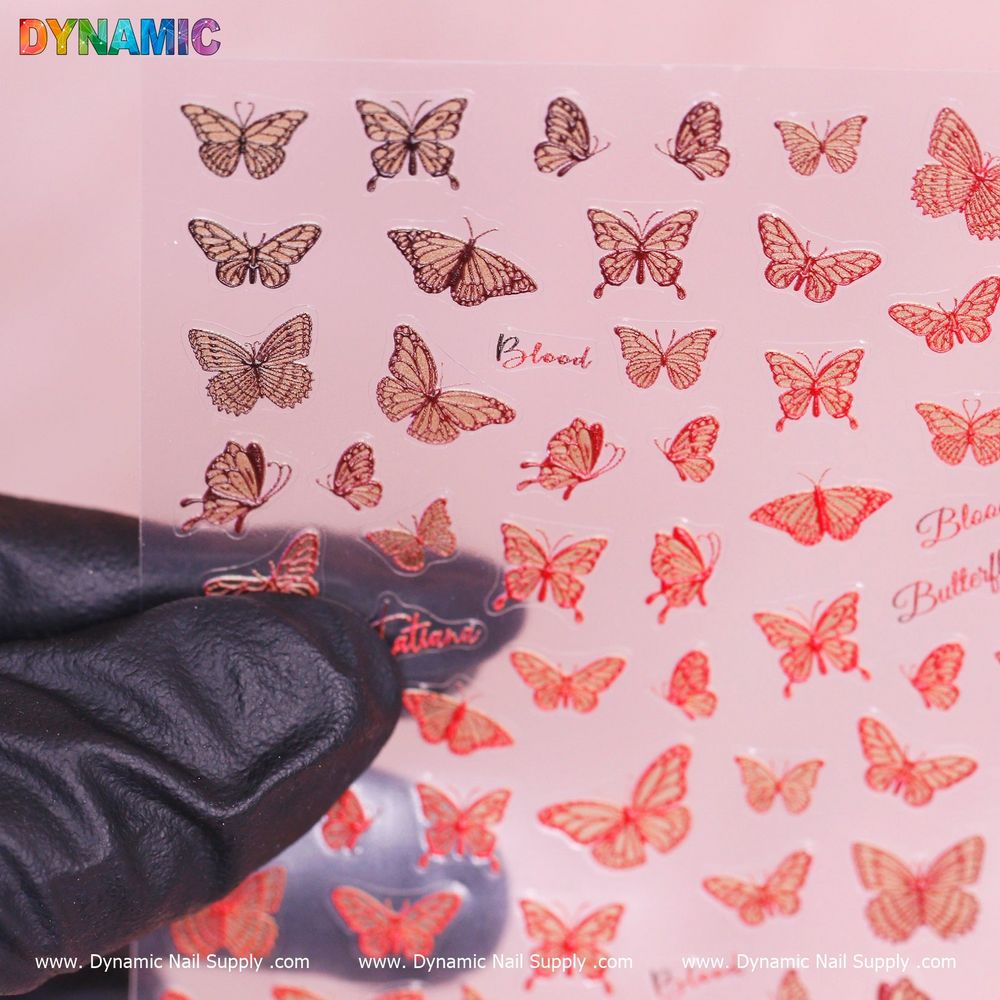 red butterfly nail sticker close-up - 2